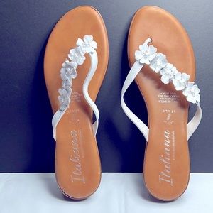 Flower sandals with rhinestones size 10 made in Italy